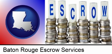 the concept of escrow, with coins in Baton Rouge, LA