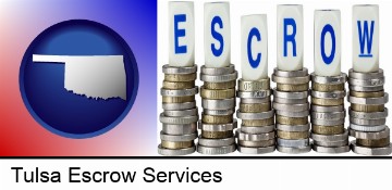 the concept of escrow, with coins in Tulsa, OK