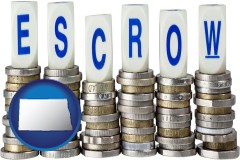 the concept of escrow, with coins - with ND icon