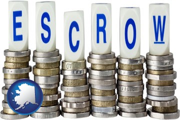 the concept of escrow, with coins - with Alaska icon