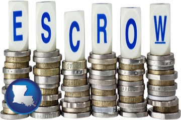 the concept of escrow, with coins - with Louisiana icon