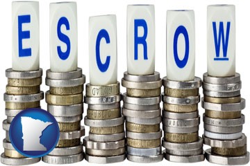 the concept of escrow, with coins - with Minnesota icon