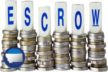 the concept of escrow, with coins - with Montana icon
