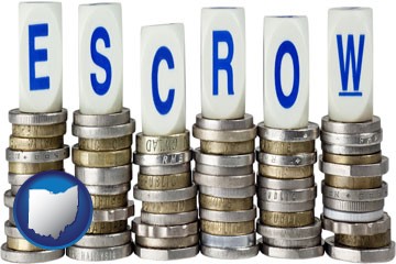 the concept of escrow, with coins - with Ohio icon