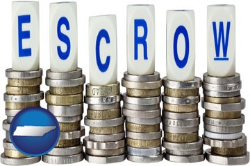 the concept of escrow, with coins - with Tennessee icon