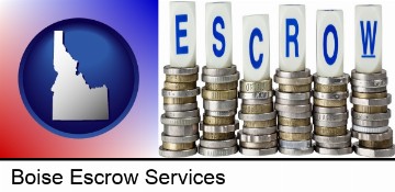 the concept of escrow, with coins in Boise, ID