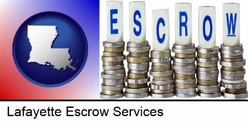 the concept of escrow, with coins in Lafayette, LA