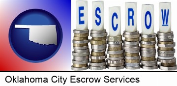 the concept of escrow, with coins in Oklahoma City, OK