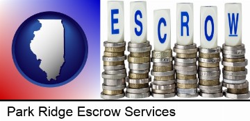 the concept of escrow, with coins in Park Ridge, IL