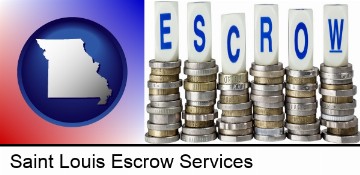 the concept of escrow, with coins in Saint Louis, MO