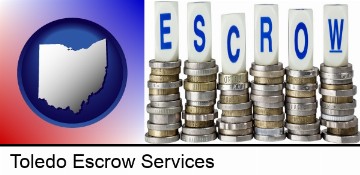 the concept of escrow, with coins in Toledo, OH