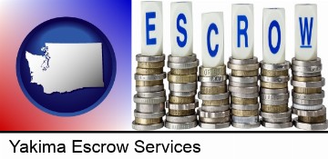 the concept of escrow, with coins in Yakima, WA